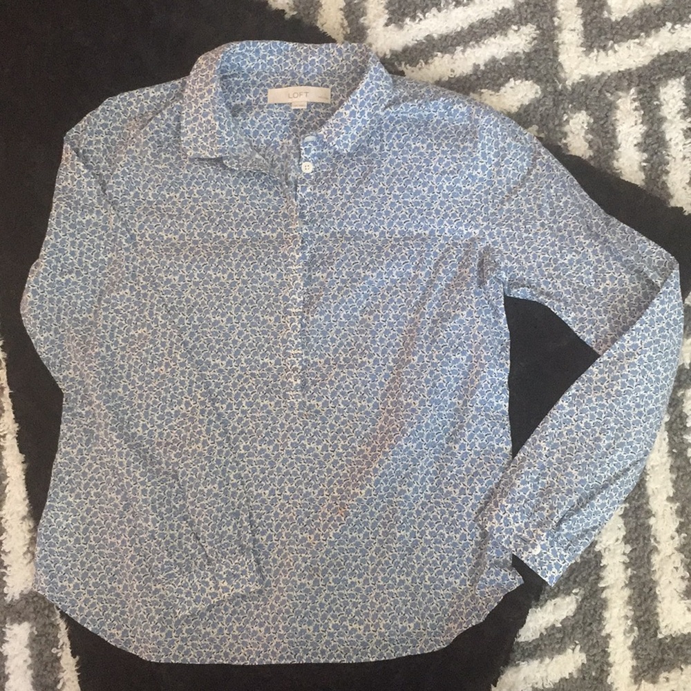 Loft lightweight button up blouse flower design